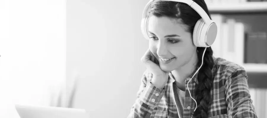 Woman studying online