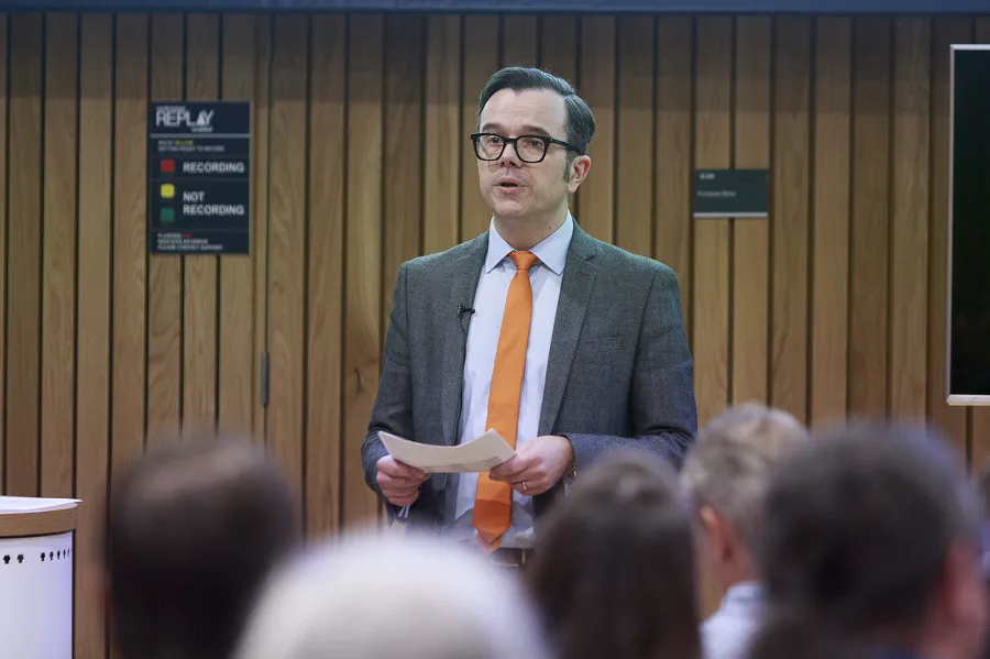 Bayes Director Michael Rovatsos welcomes guests to Bayes 