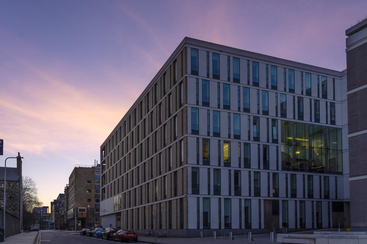 The University of Edinburgh’s School of Informatics at dusk.